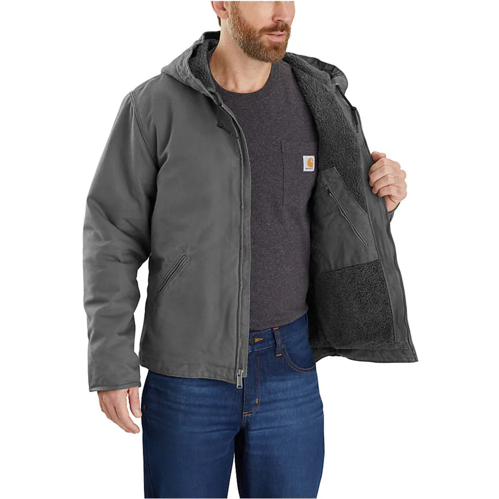 Carhartt Men's Relaxed Fit Washed Duck Sherpa Lined Jacket - Gravel - Lenny's Shoe & Apparel