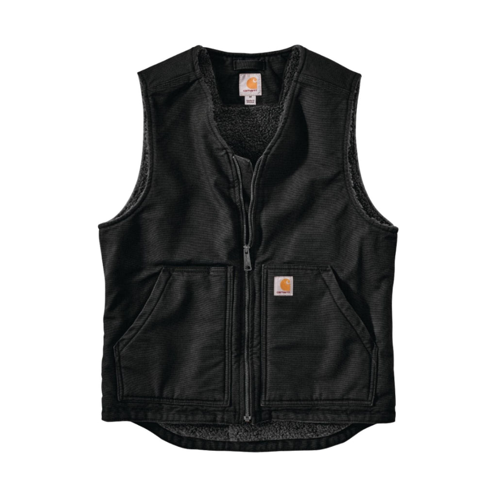 Carhartt Men's Relaxed Fit Washed Duck Sherpa Lined Vest - Black - Lenny's Shoe & Apparel