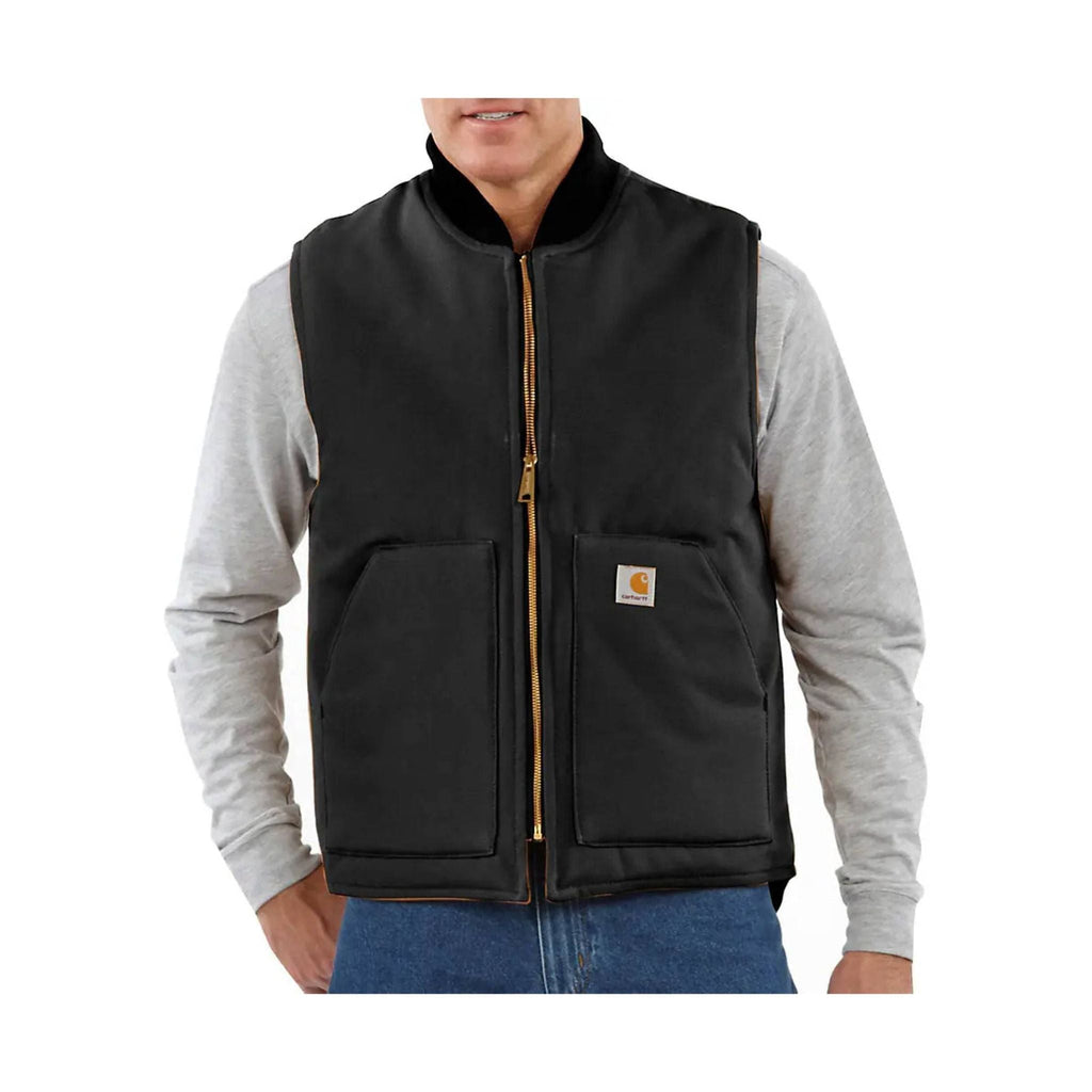 Carhartt Men's Rib Collar Insulated Relaxed Fit Firm Duck Vest - Black - Lenny's Shoe & Apparel