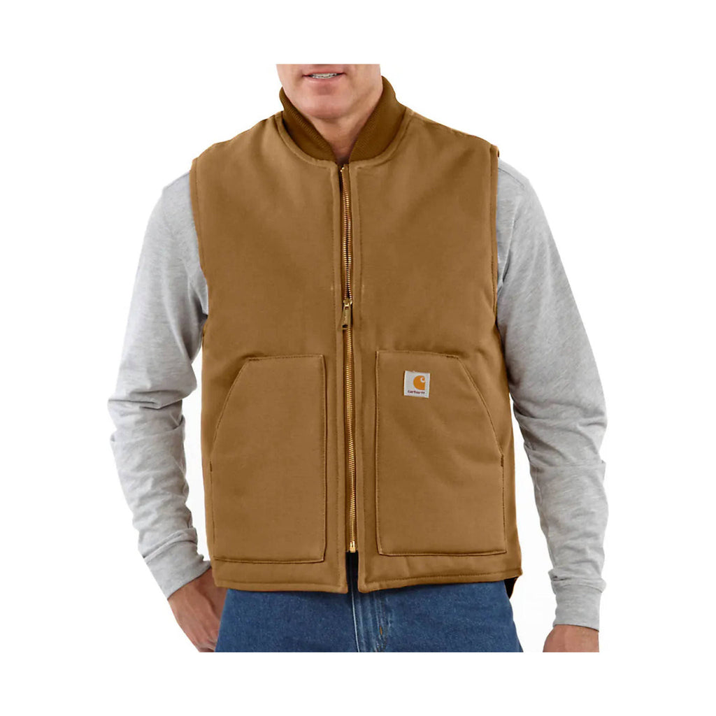 Carhartt Men's Rib Collar Insulated Relaxed Fit Firm Duck Vest - Carhartt Brown - Lenny's Shoe & Apparel