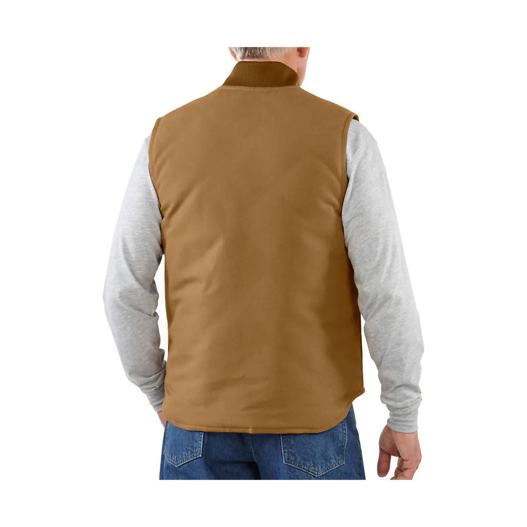 Carhartt Men's Rib Collar Insulated Relaxed Fit Firm Duck Vest - Carhartt Brown - Lenny's Shoe & Apparel
