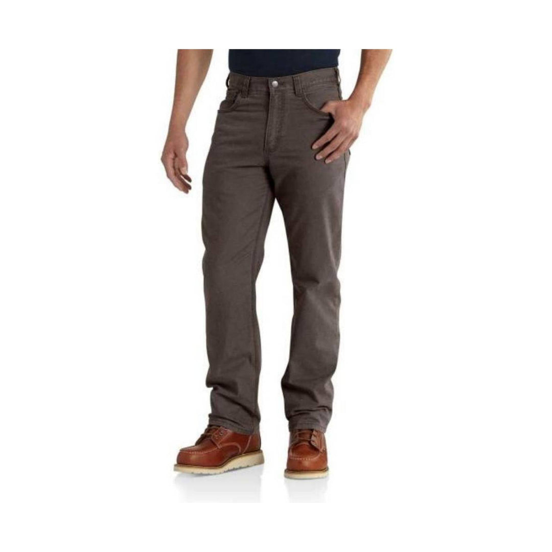 Brown relaxed-fit five-pocket pants with straight legs