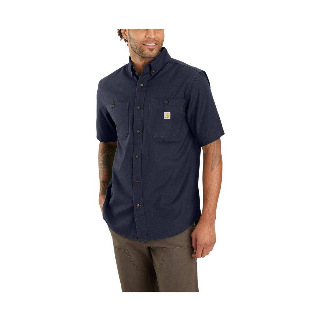 Carhartt Men's Rugged Flex Rigby Short Sleeve Work Shirt - Navy - Lenny's Shoe & Apparel