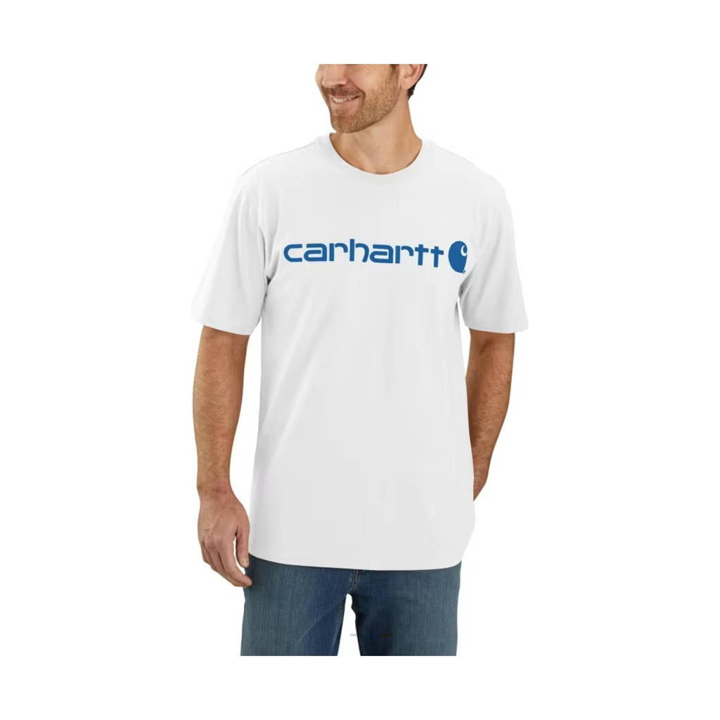 Carhartt Men's Short Sleeve Logo T-Shirt - White/Blue - Lenny's Shoe & Apparel