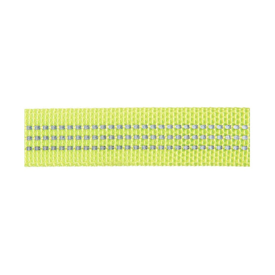 Bright lime woven nylon strap with gray stitched reflective stripes