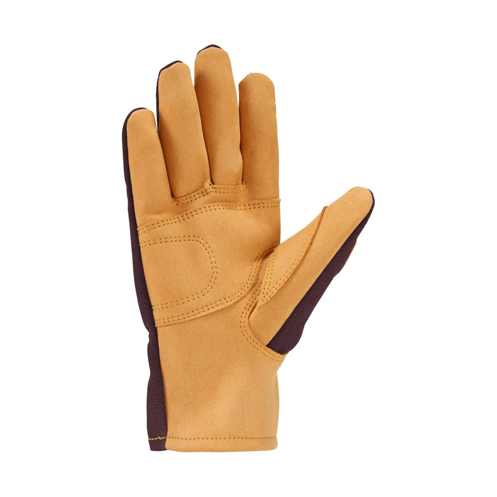 Carhartt Women's Duck Synthetic Leather Open Cuff Gloves - Blackberry/Tan - Lenny's Shoe & Apparel