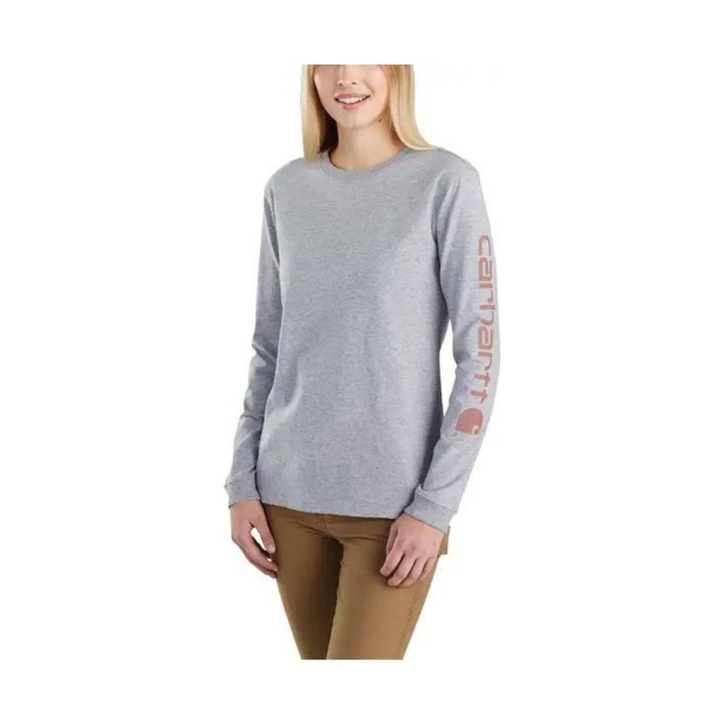 Carhartt Women's Long Sleeve Logo T-Shirt - Heather Gray - Lenny's Shoe & Apparel