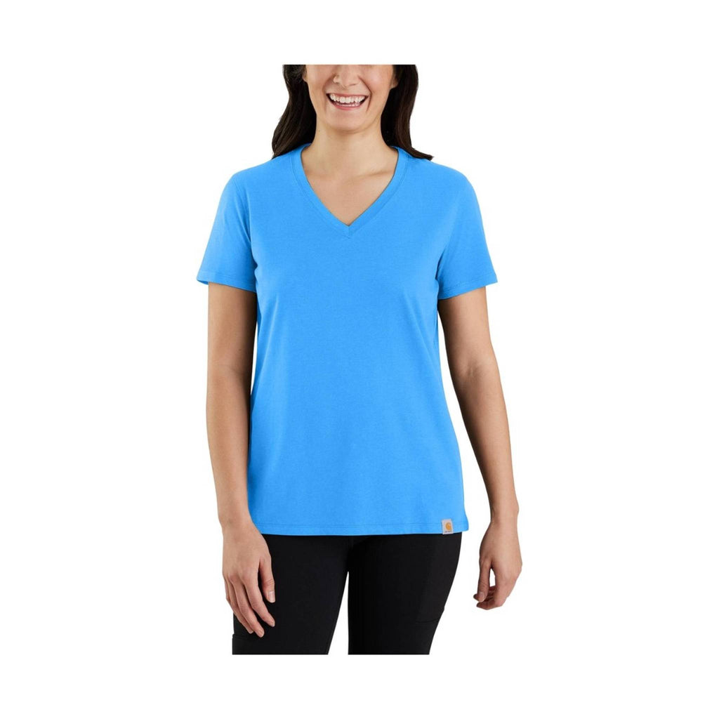 Carhartt Women's Relaxed Fit Lightweight Short-Sleeve V-neck Tee - Azure Blue - Lenny's Shoe & Apparel