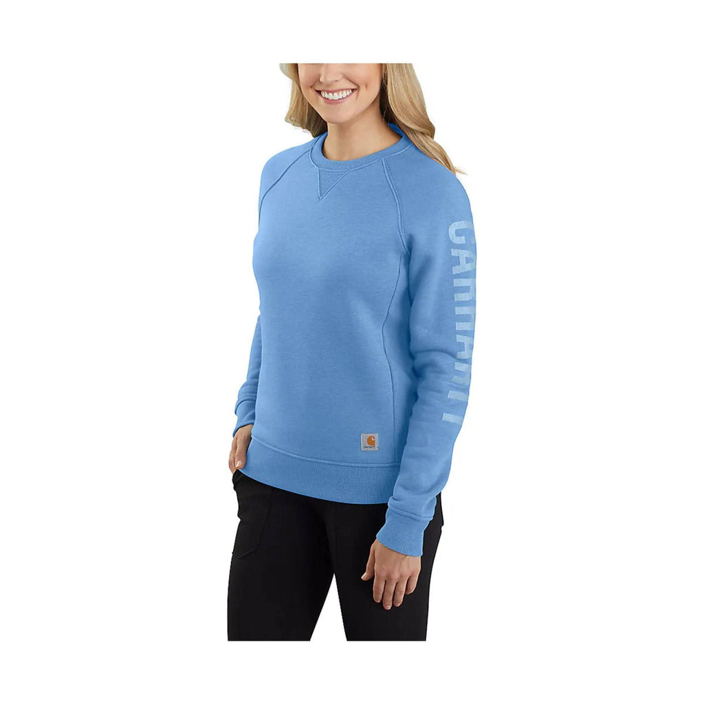 Carhartt Women's Relaxed Fit Midweight Crewneck Logo Sleeve Graphic Sweatshirt - Skystone - Lenny's Shoe & Apparel