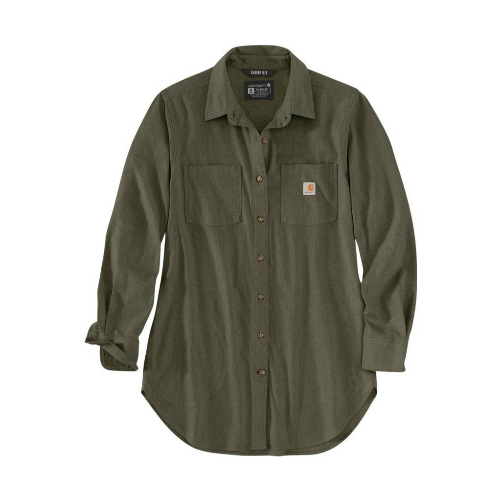 Carhartt Women's Relaxed Fit Midweight Flannel Tunic - Basil Heather - Lenny's Shoe & Apparel