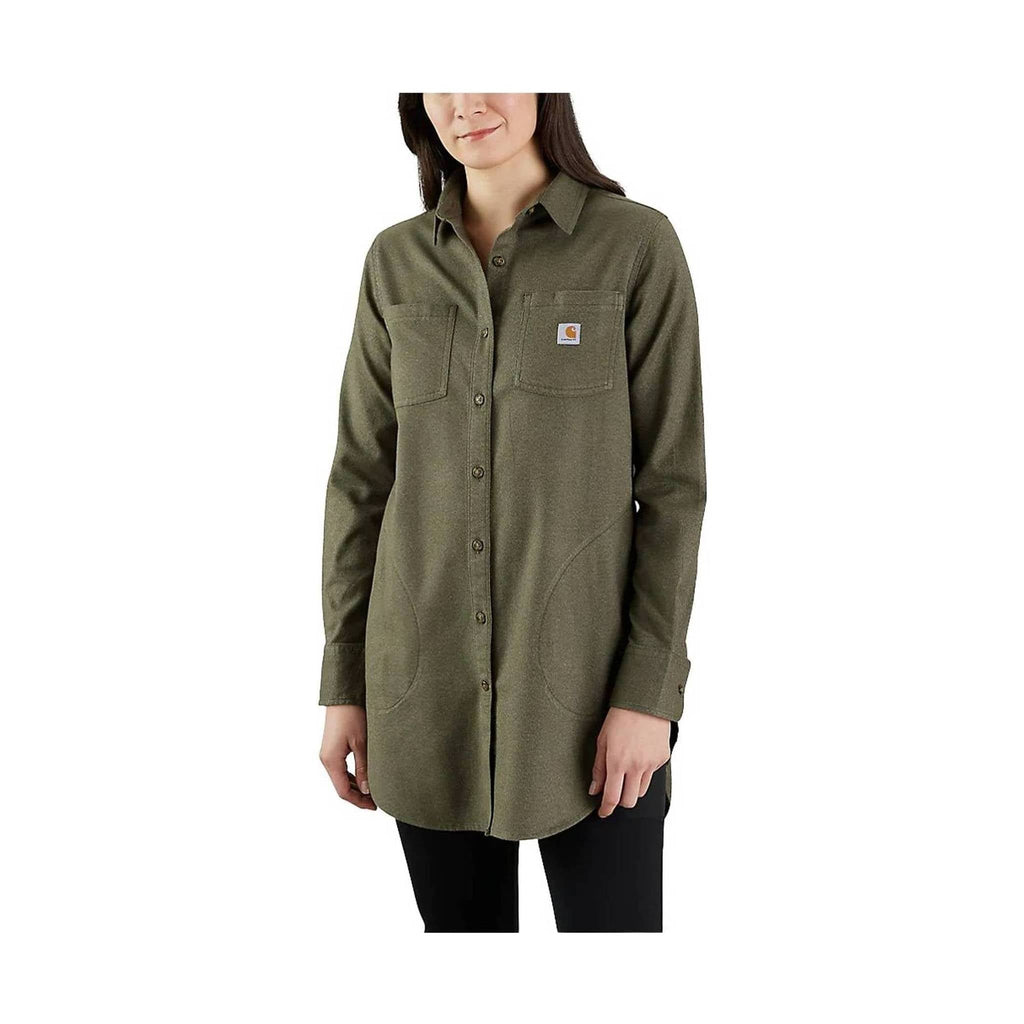 Carhartt Women's Relaxed Fit Midweight Flannel Tunic - Basil Heather - Lenny's Shoe & Apparel