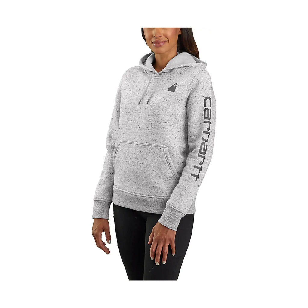 Carhartt Women's Relaxed Fit Midweight Logo Sleeve Graphic Sweatshirt - Asphalt Heather Nep - Lenny's Shoe & Apparel