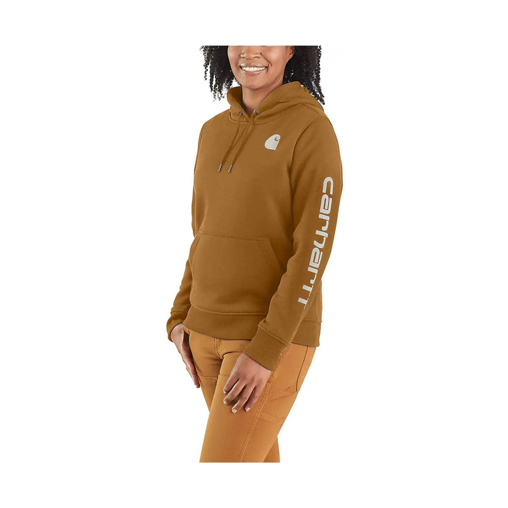 Carhartt Women's Relaxed Fit Midweight Logo Sleeve Graphic Sweatshirt - Brown - Lenny's Shoe & Apparel