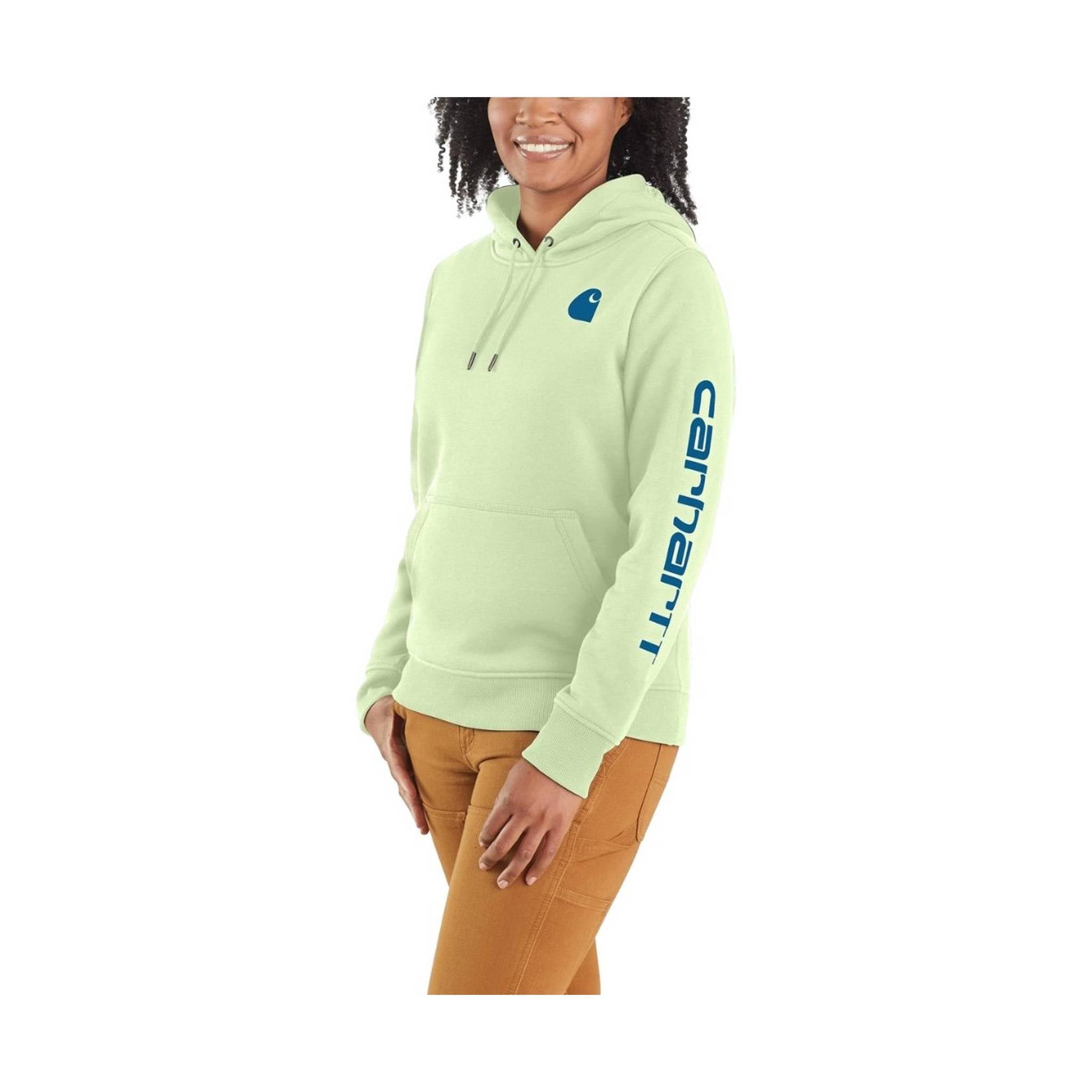 Carhartt Women's Relaxed Fit Midweight Logo Sleeve Graphic Sweatshirt -  Hint of Lime