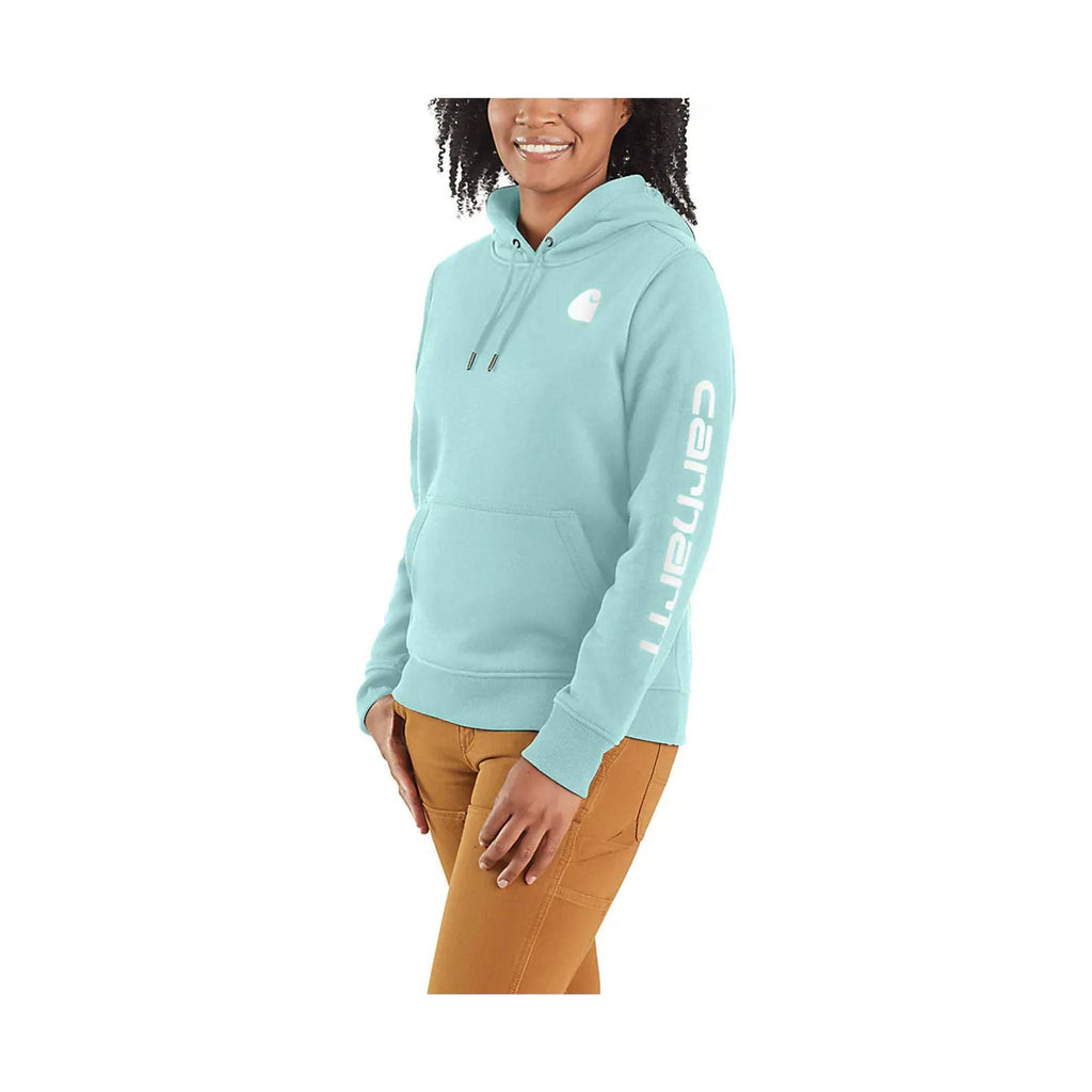 Carhartt Women's Relaxed Fit Midweight Logo Sleeve Graphic Sweatshirt - Pastel Turquoise - Lenny's Shoe & Apparel