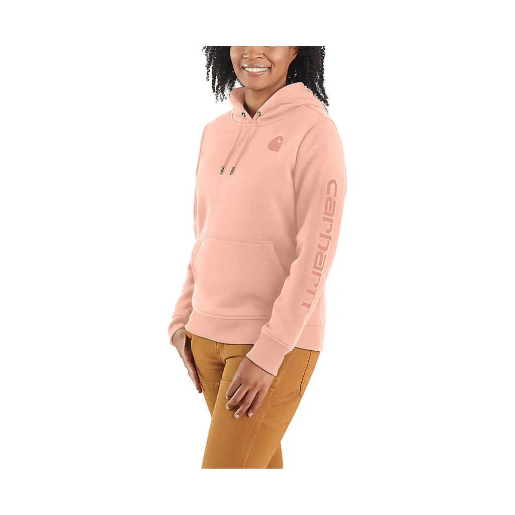 Carhartt Women's Relaxed Fit Midweight Logo Sleeve Graphic Sweatshirt - Tropical Peach - Lenny's Shoe & Apparel