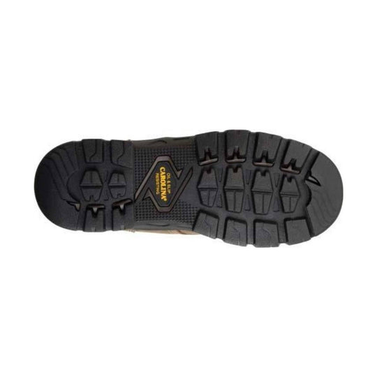 Black lugged boot outsole with Carolina branding