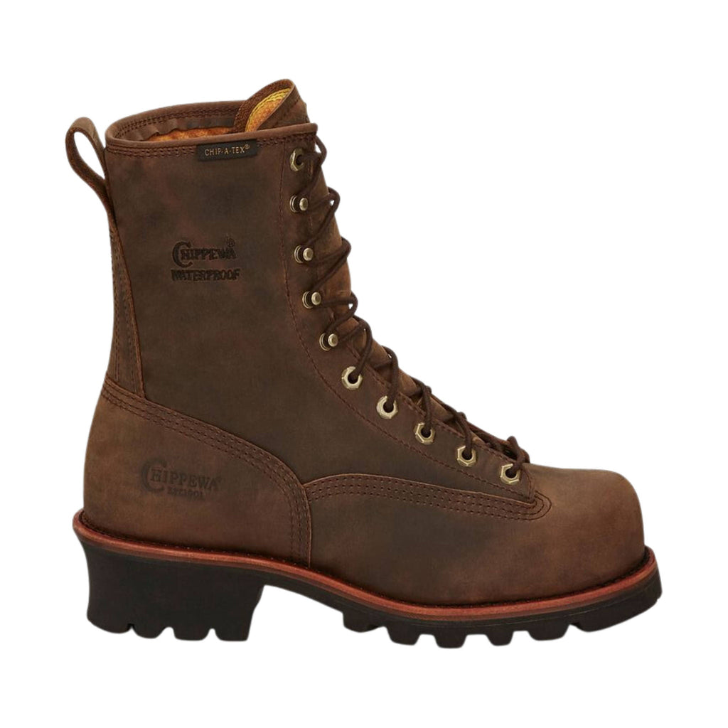 Chippewa Men's Paladin 8 Inch Waterproof Insulated Steel Toe Logger Work Boot - Brown - Lenny's Shoe & Apparel
