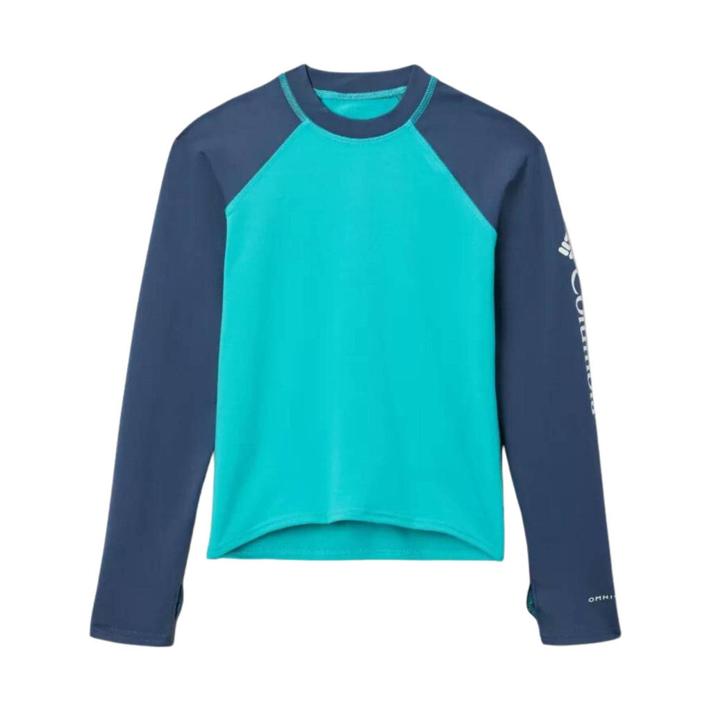 Columbia Kids' Sandy Shores Long Sleeve Sunguard Shirt - Bright Aqua/Dark Mountain - Lenny's Shoe & Apparel
