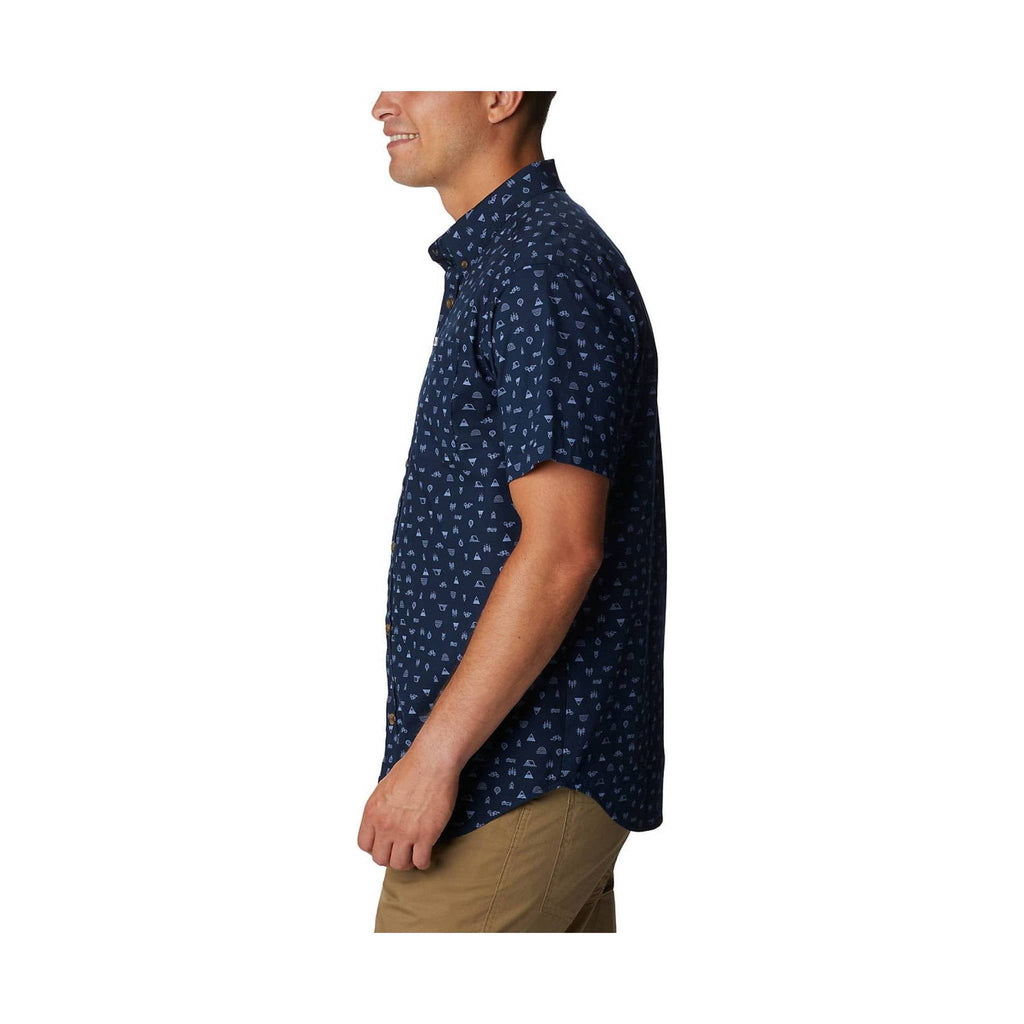 Columbia Men's Rapid Rivers Printed Short Sleeve - Collegiate Navy Camp Icon - Lenny's Shoe & Apparel