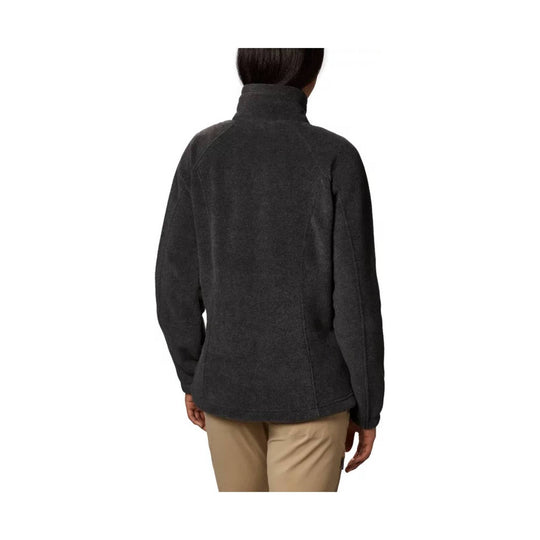 Dark charcoal fleece jacket shown from the back