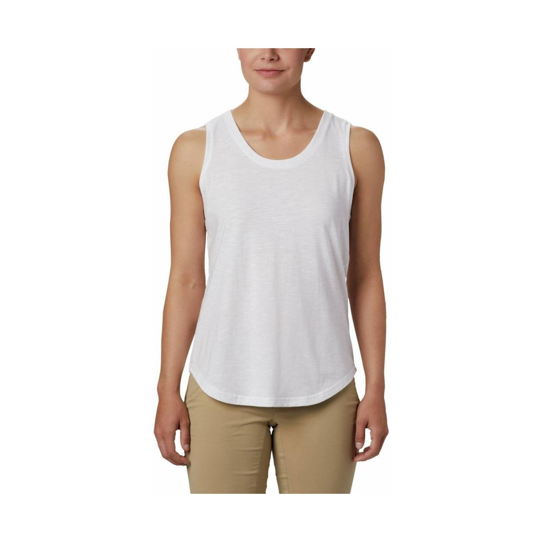 White sleeveless scoop-neck tank top