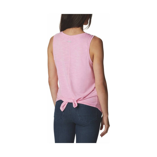 Pink sleeveless tank top tied at the back, shown from behind