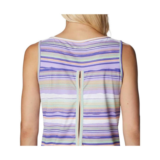 Sleeveless striped tank top with a vertical back zipper