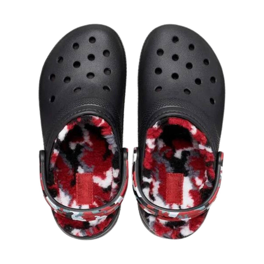 Crocs Kids' Classic Fuzz-Lined Camo - Black/Red - Lenny's Shoe & Apparel