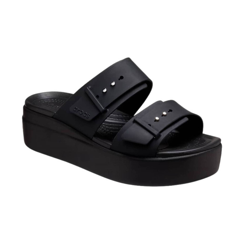 Crocs Women's Brooklyn Sandal Low Wedge - Black - Lenny's Shoe & Apparel