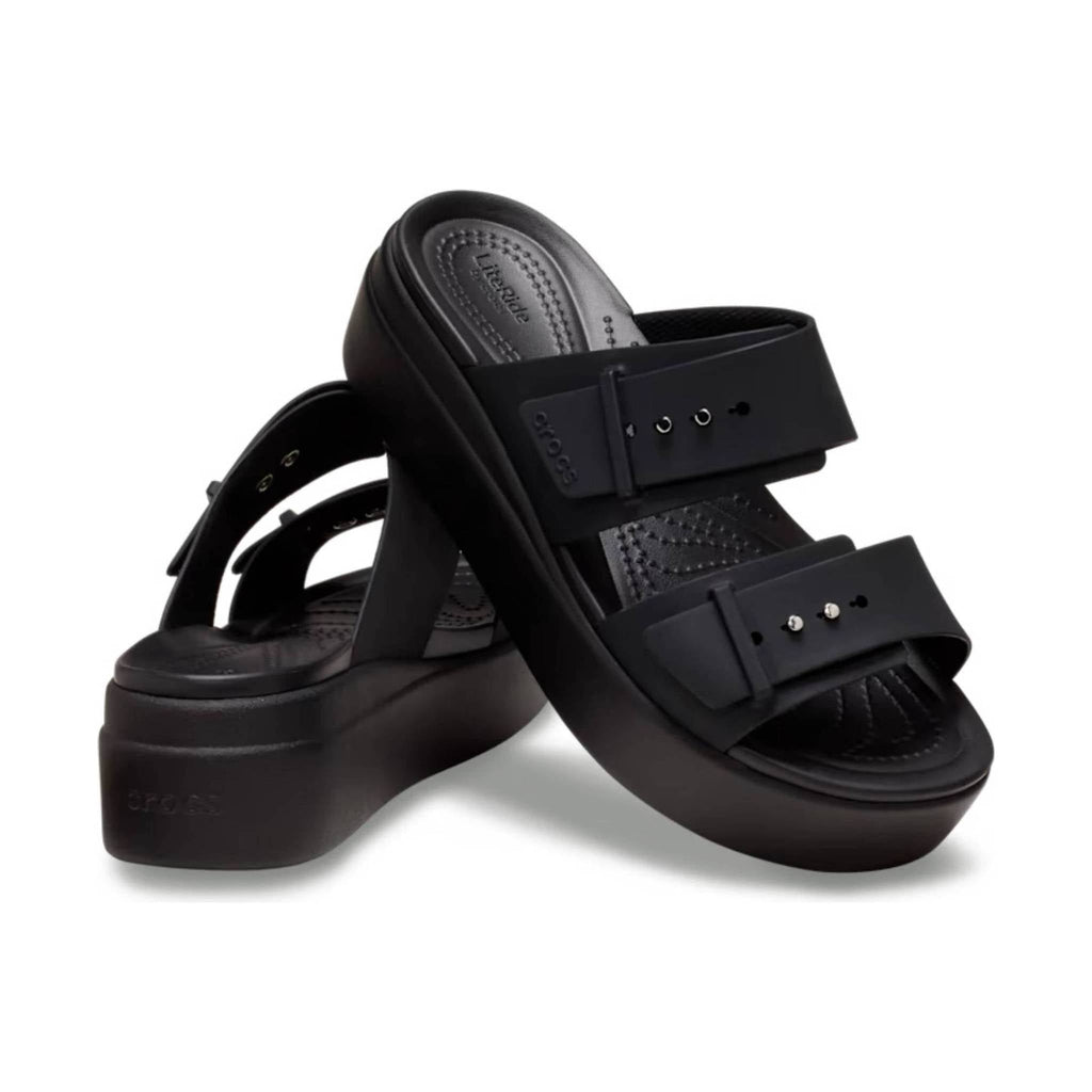 Crocs Women's Brooklyn Sandal Low Wedge - Black - Lenny's Shoe & Apparel