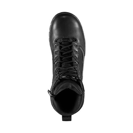 Black lace-up work boot shown from above