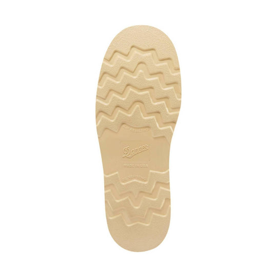 Tan rubber boot outsole with zigzag tread and Danner branding