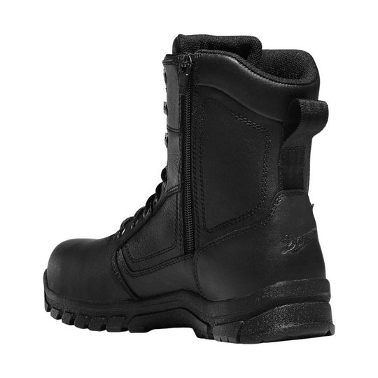 Black side-zip work boot with padded collar, lace-up front, and lugged sole