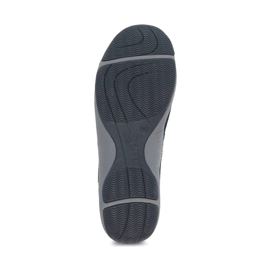 Black and gray shoe outsole with wavy tread pattern