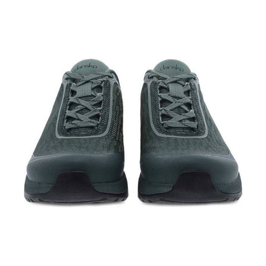 Pair of dark gray mesh athletic shoes with laces and thick platform soles