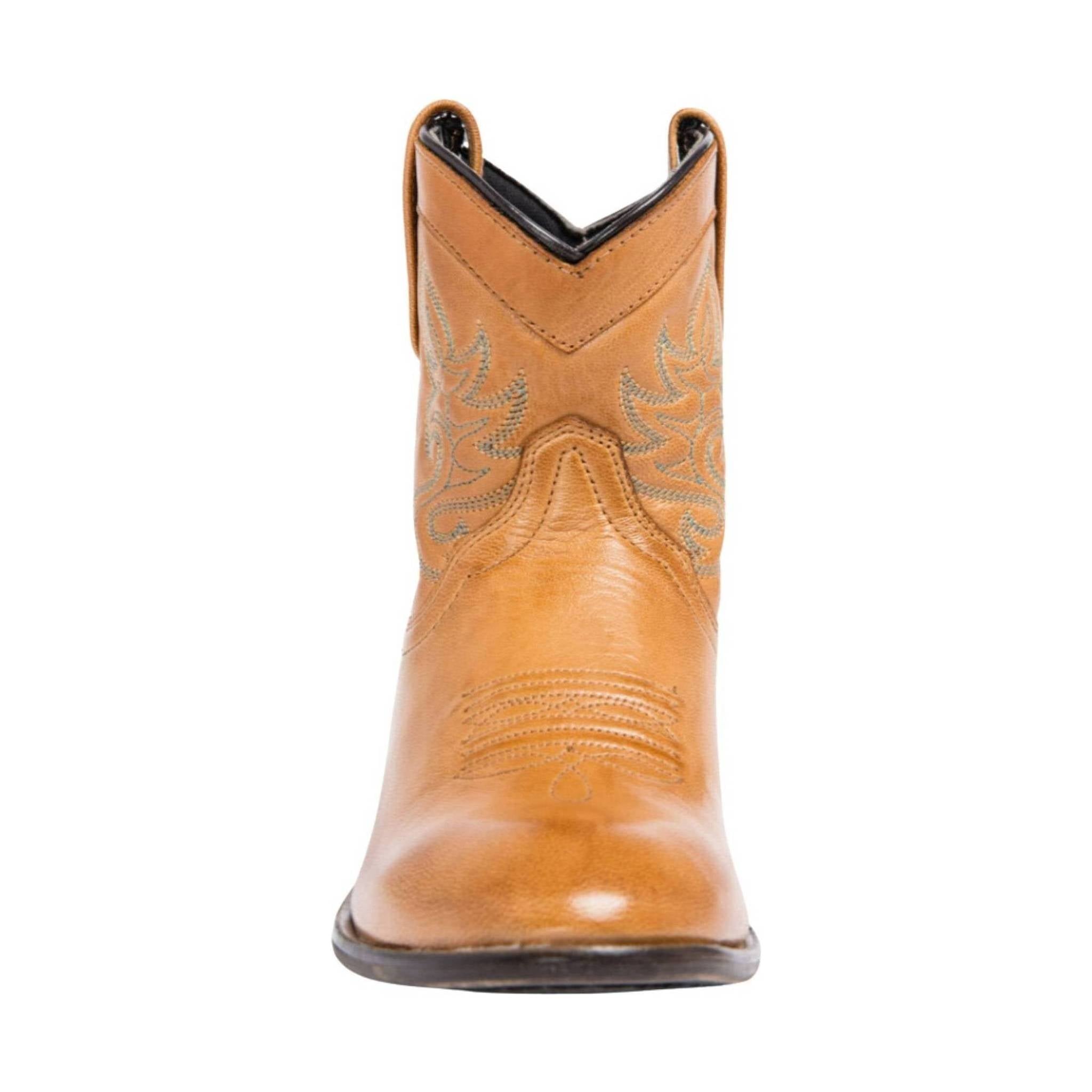 Dingo Women's Willie Western Boot - Tan Leather, Low Heel, Cushioned Insole