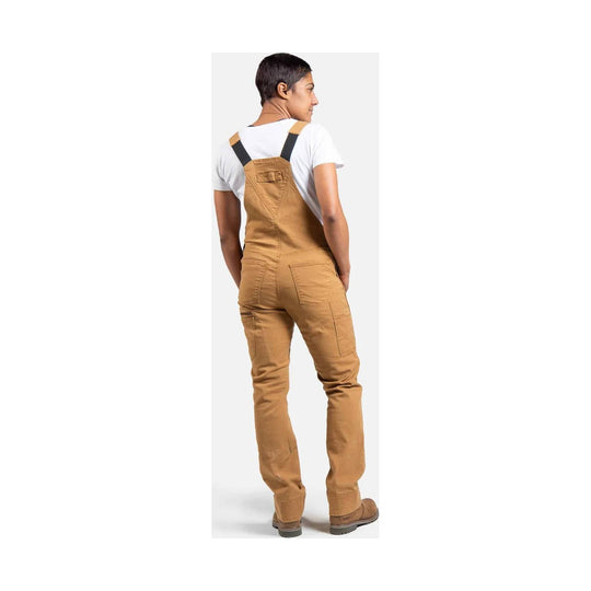 Tan work overalls worn over a white T-shirt, shown from the back