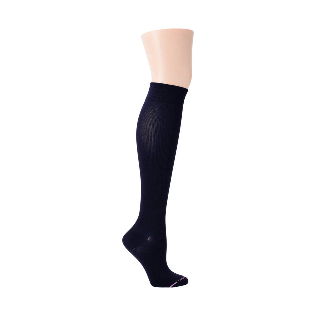 Black knee-high compression sock on a mannequin leg