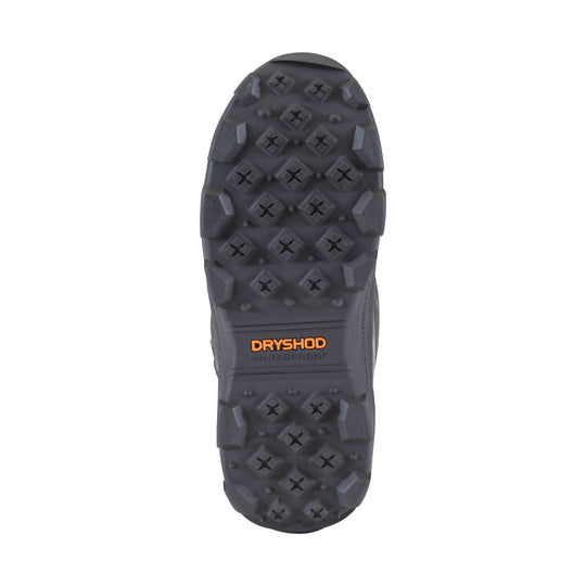 Black lugged boot sole with DRYSHOD and WATERPROOF text