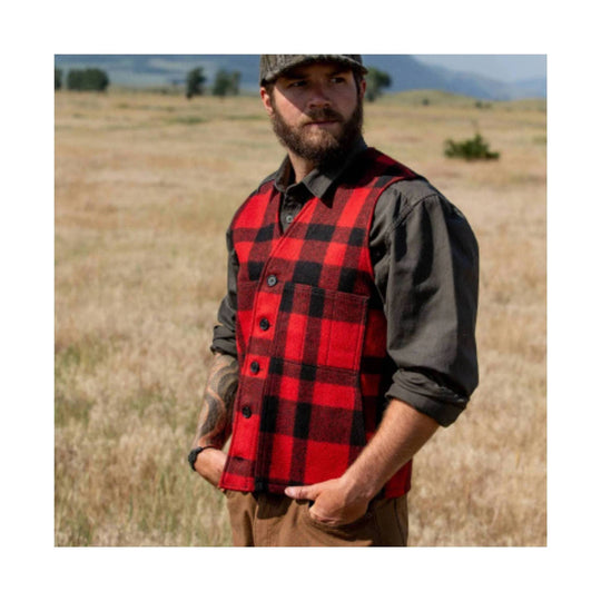 Filson Men's Mackinaw Wool Vest - Red/Black - Lenny's Shoe & Apparel