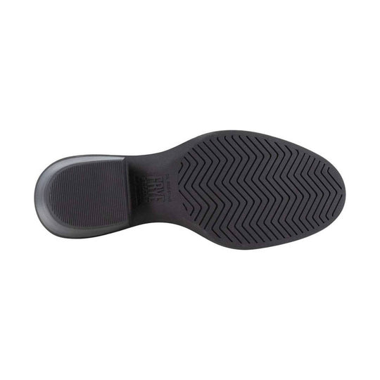 Black boot outsole with chevron tread and a smooth heel pad