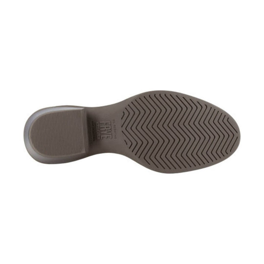 Brown boot outsole with herringbone tread and ribbed heel pad