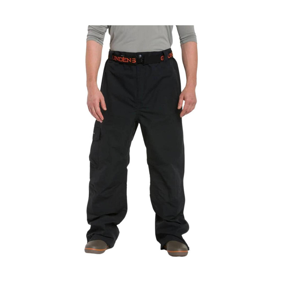 Black cargo pants with a visible logo waistband and side cargo pocket
