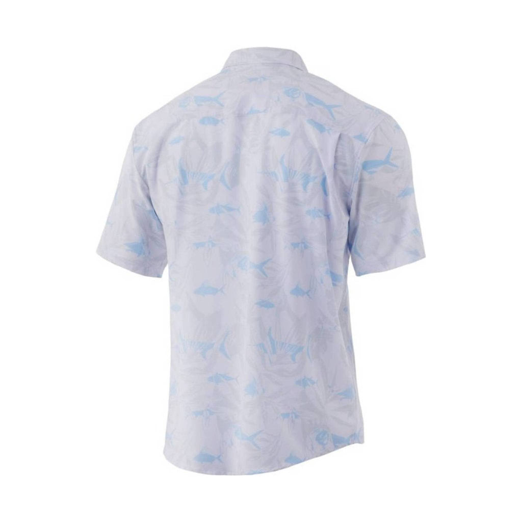Huk Men's Kona Ocean Palm Button-Down Shirt - White/Blue - Lenny's Shoe & Apparel