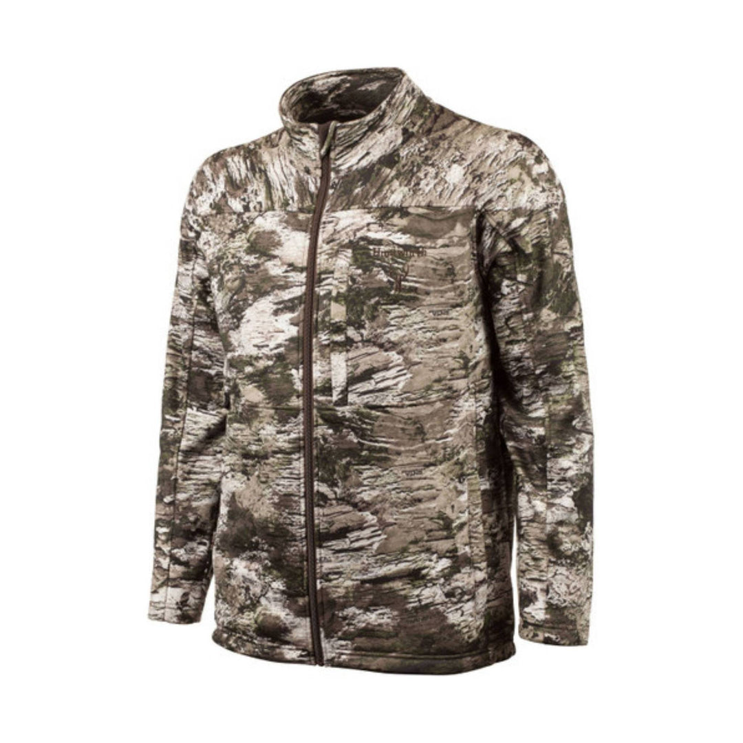 Camouflage full-zip jacket with stand collar and long sleeves