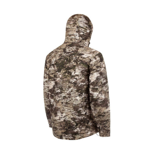Camo hooded jacket shown from the back