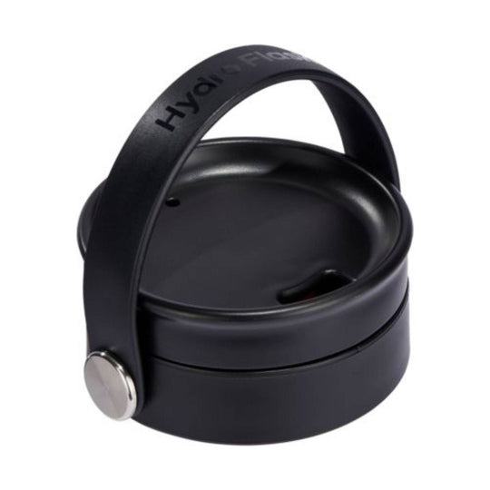 Black insulated coffee tumbler with arched handle and sip lid