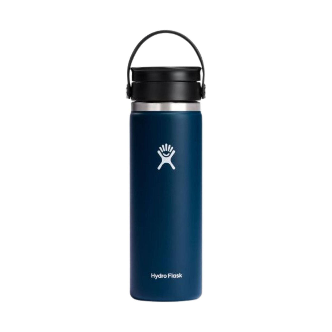 Blue insulated water bottle with a black flex sip lid and carrying loop