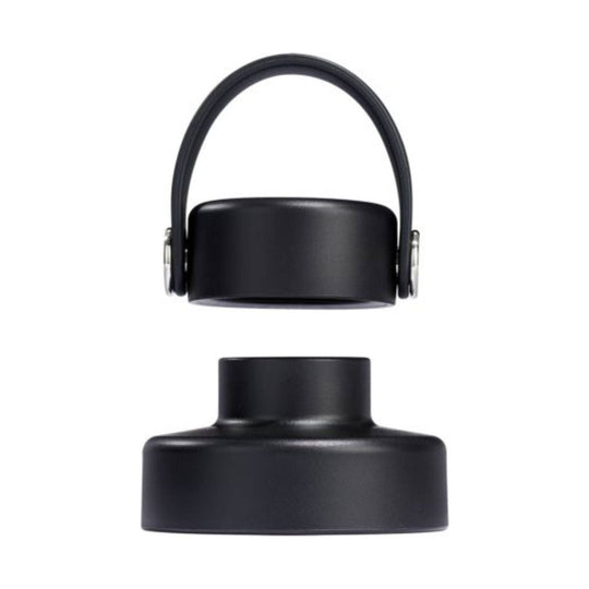 Black stainless steel bottle with a chug cap and carry handle
